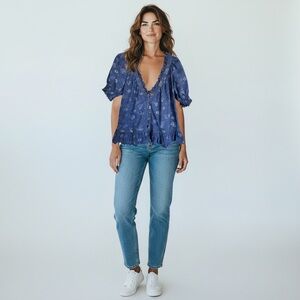 Pilcro - Anthropologie Aly Puff Sleeve Blouse - L